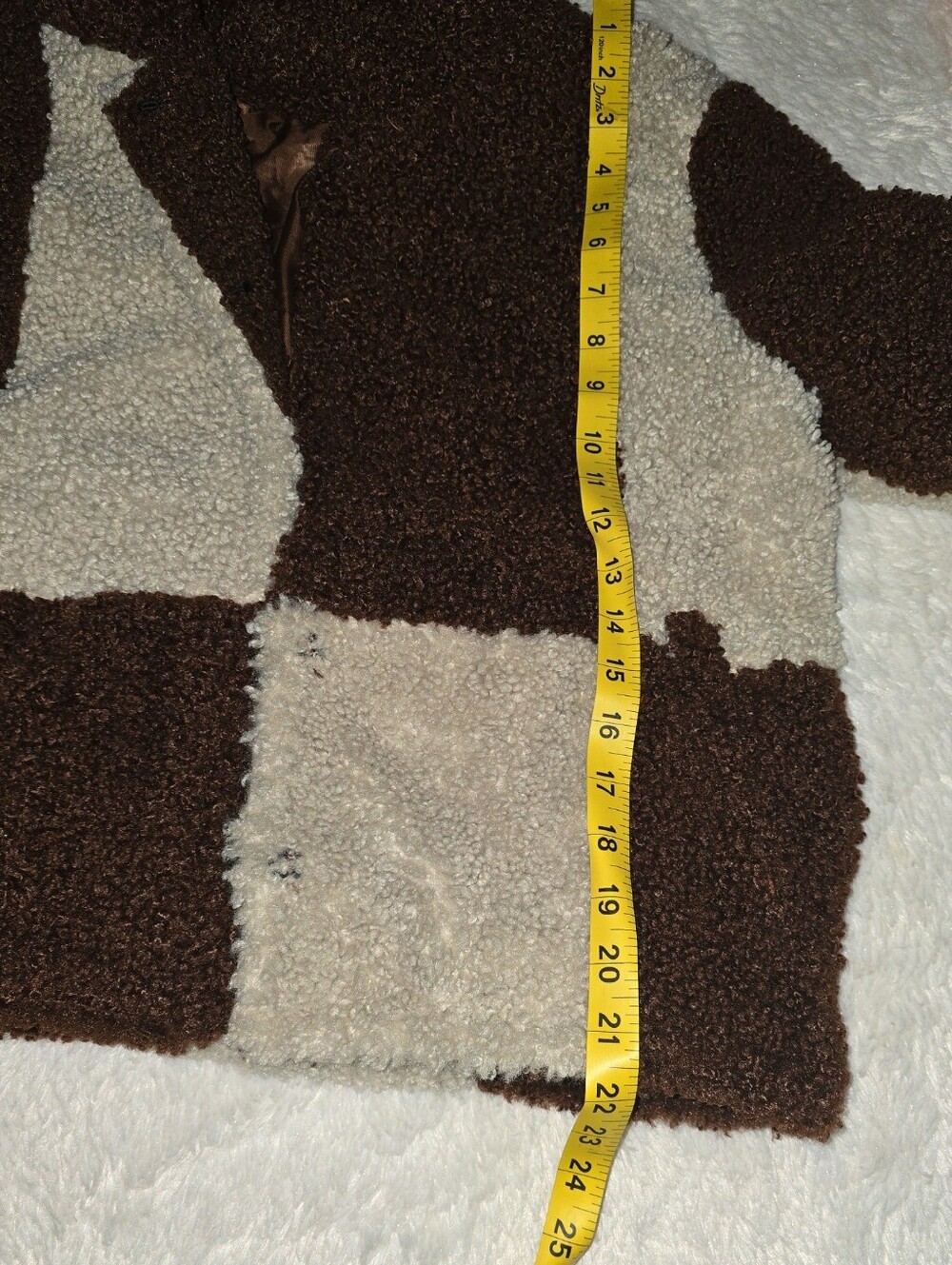 Anthropologie Colorblock Teddy Jacket in Brown and Cream - Picture 8 of 9